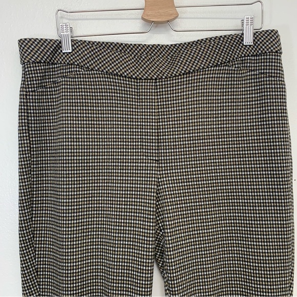 J Jill Pants Woman XL Petite Ponte Slim Leg Pull On Brown Plaid Stretch Pocket - Picture 2 of 11